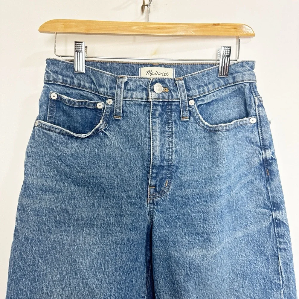 Madewell Women 26P Balloon Barrel Leg Tapered Denim Jeans Medium Wash High Waist